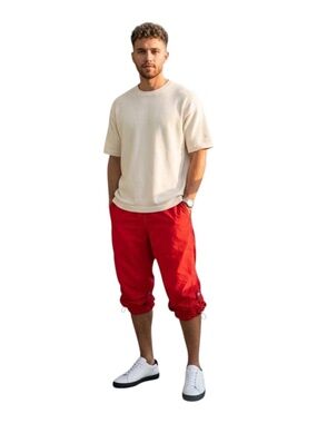 Vintage Nylon Parachute Capri Pants Sz L Red Y2K Streetwear 2000s Skater USA